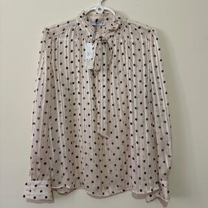 Mango Tie-neck Polka Dot Blouse